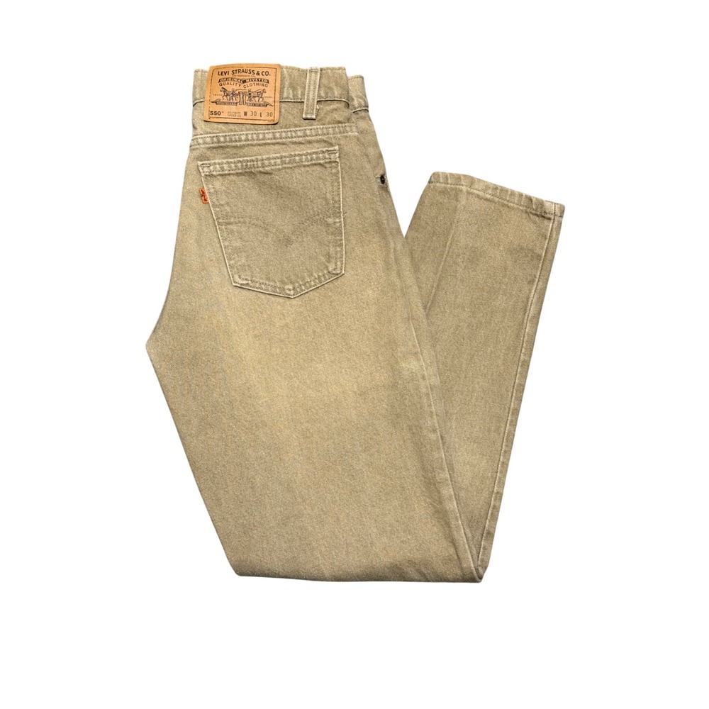 Vintage Levis 550 Orange Tab Khaki Jeans 30x30 Made in USA 1996 Tapered Leg